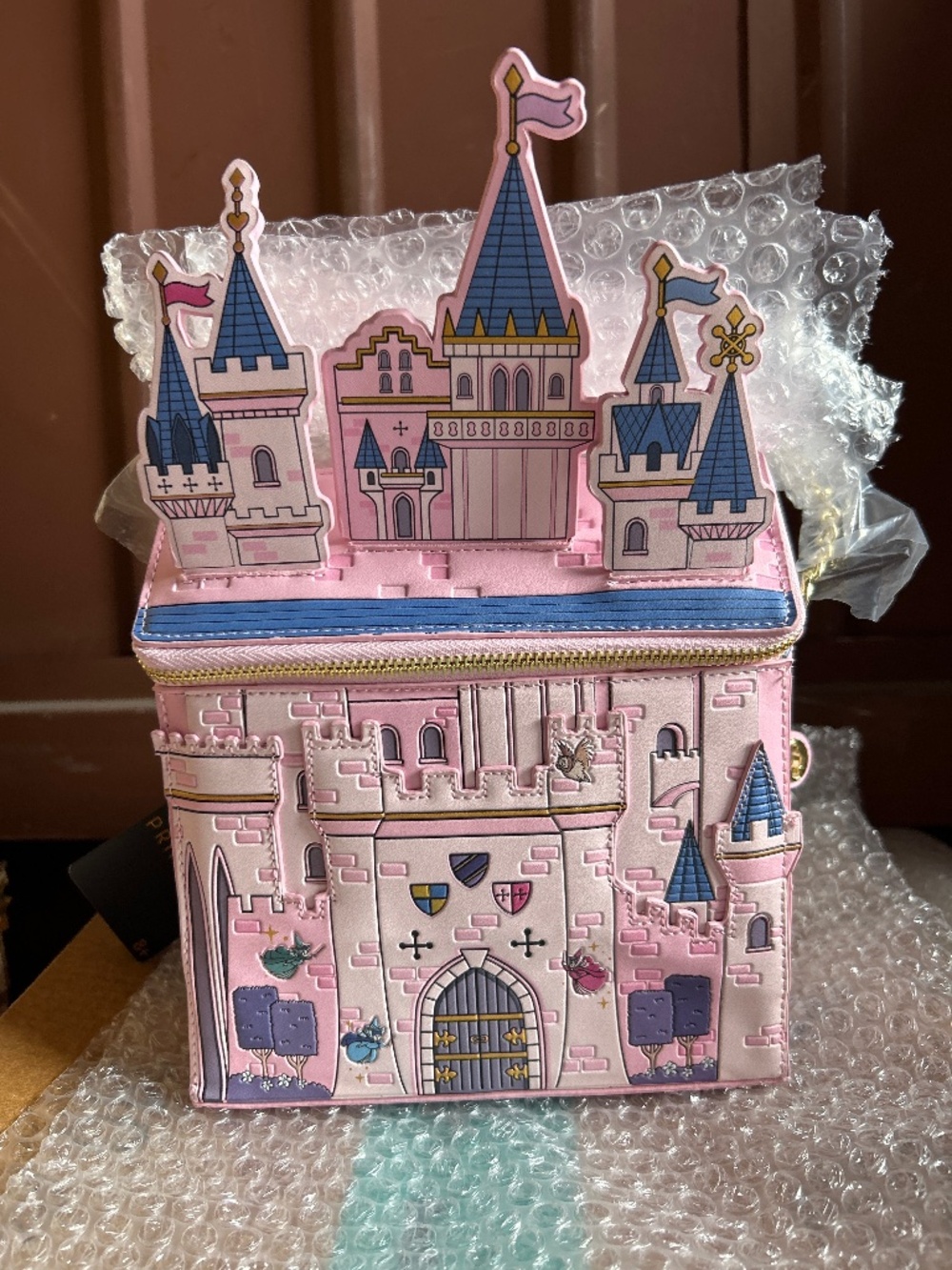 Loungefly Sleeping Beauty 65th Anniversary Castle Figural Crossbody Bag Aurora